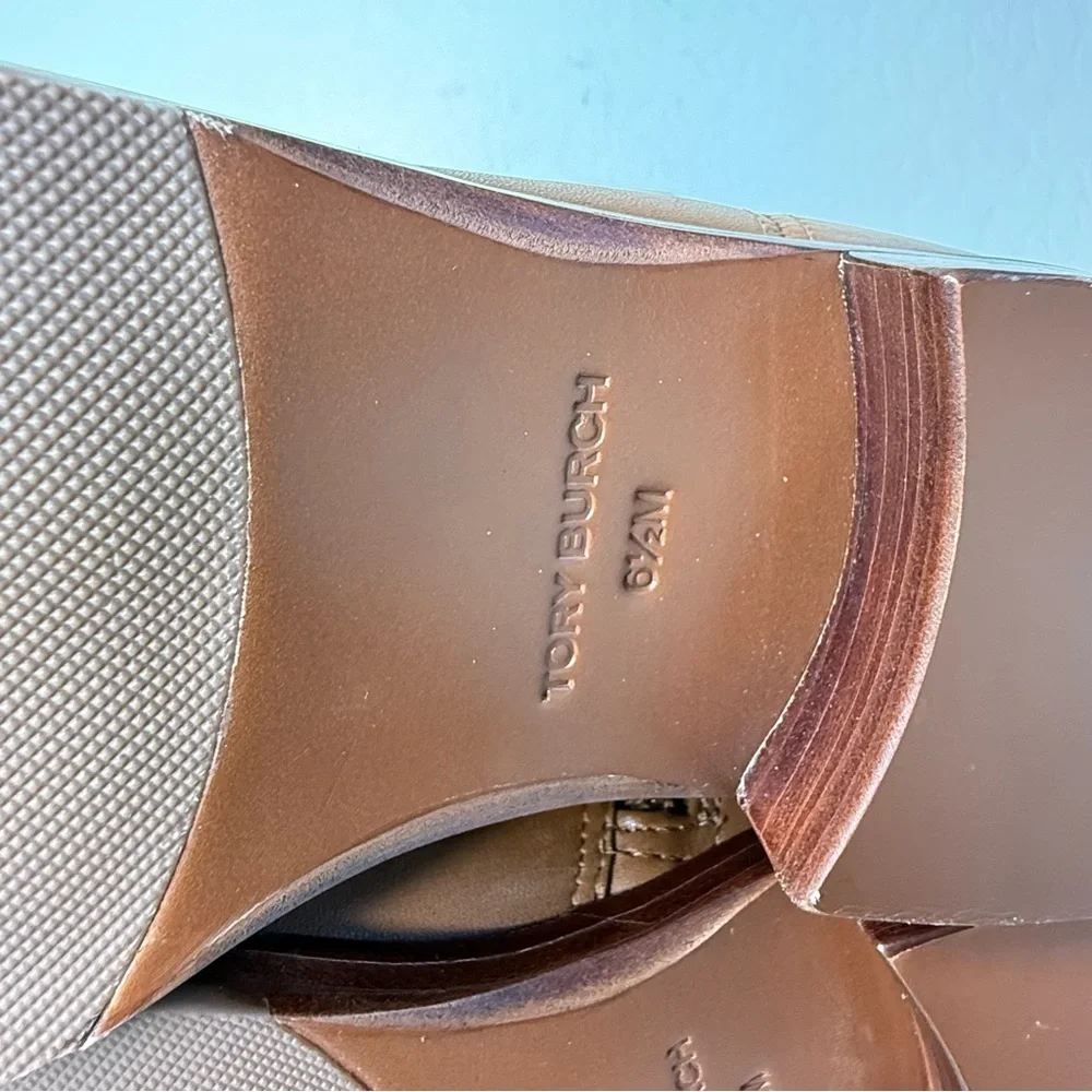New Tory Burch Everly Strap Equestrian Riding Boots in Sierra Tan Size 6.5M